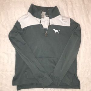 XS PINK green quarter zip sweater